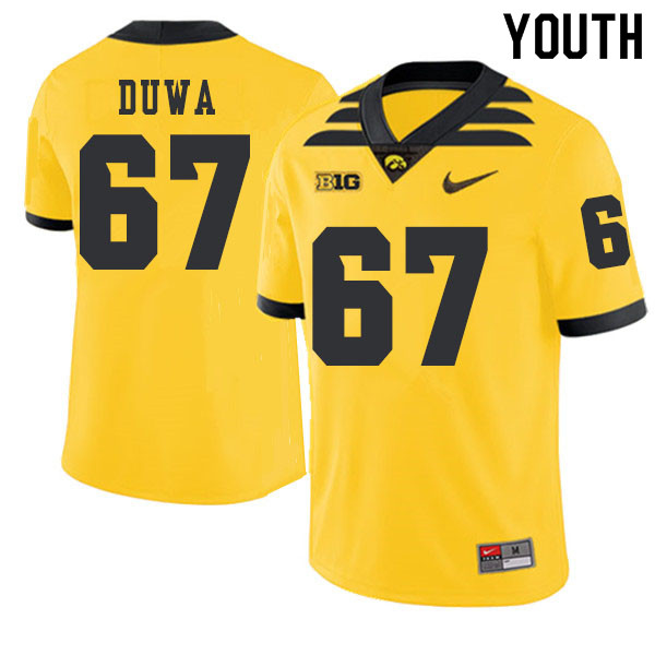 2019 Youth #67 Levi Duwa Iowa Hawkeyes College Football Alternate Jerseys Sale-Gold